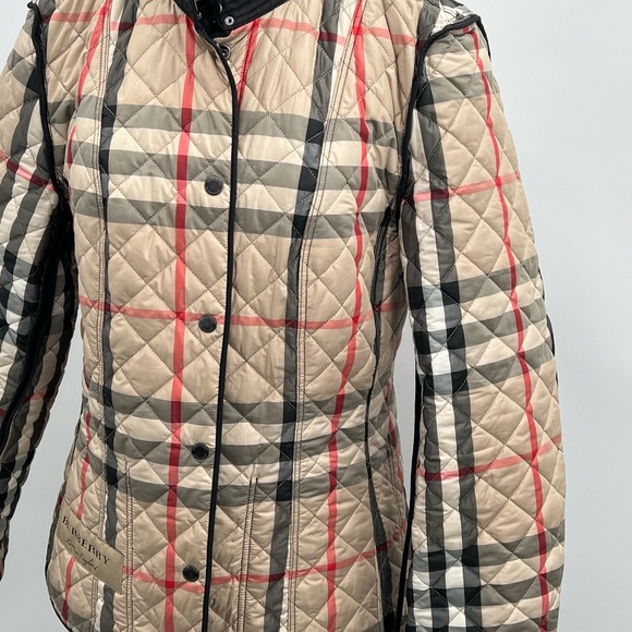 Burberry London England Women's Quilted Black Utility Nova Check Lined Jacket ~L - Picture 11 of 16